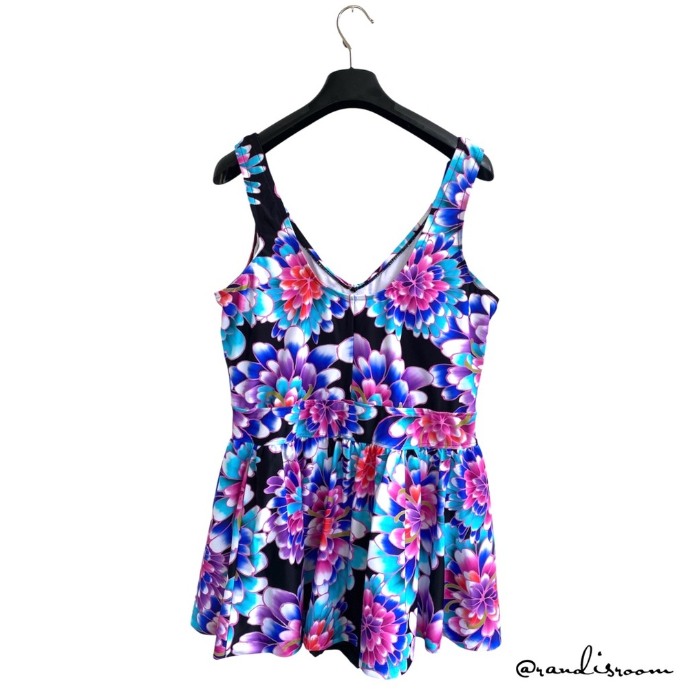 EUC Maxine of Hollywood Women’s Mum’s the Word Empire One-Piece Swim Dress SZ 12 - Picture 6 of 16